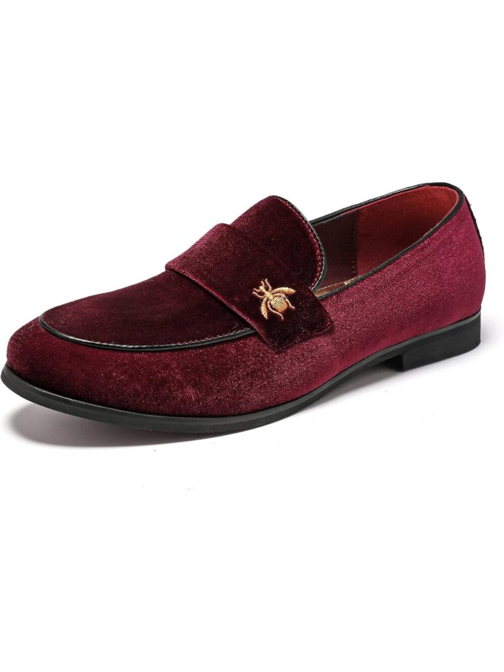 Men's Winered Velvet Penny Loafer Metal Buckle Slip On Luxury Suede Formal Shoes